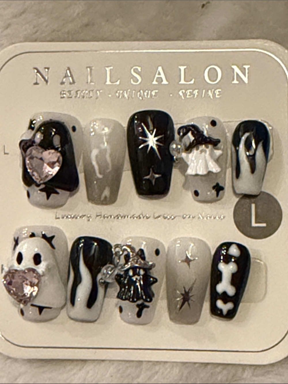Black & White Halloween Press-On Nail Set